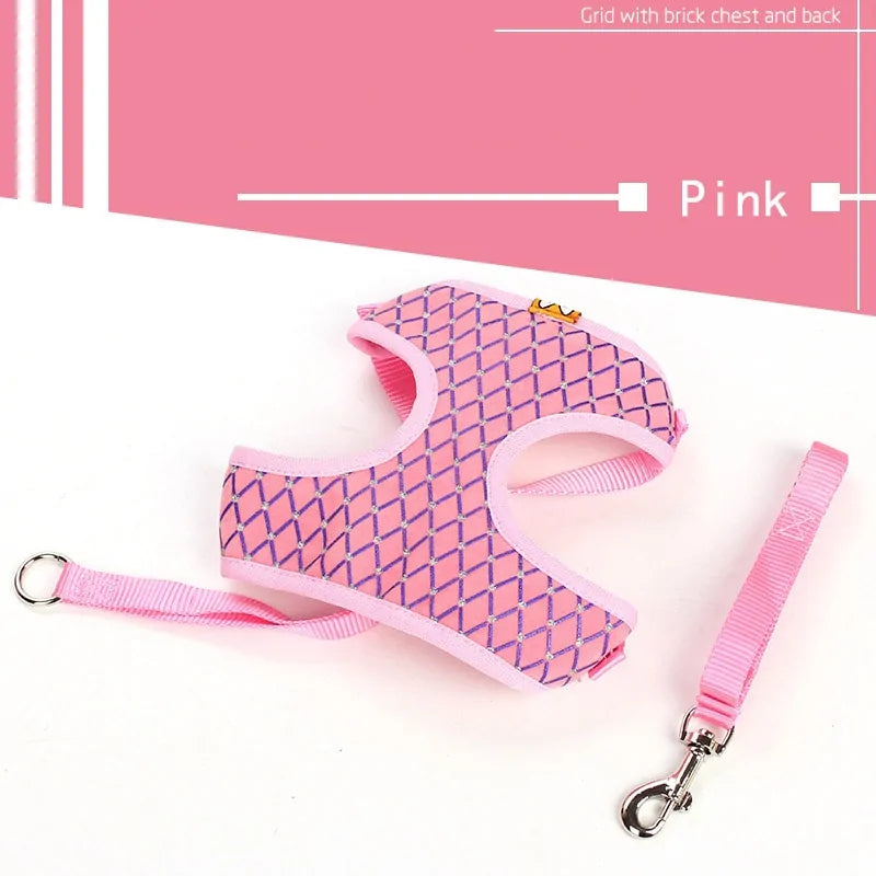 Rhinestone Pet Harness And Leash Set for Stylish Pets