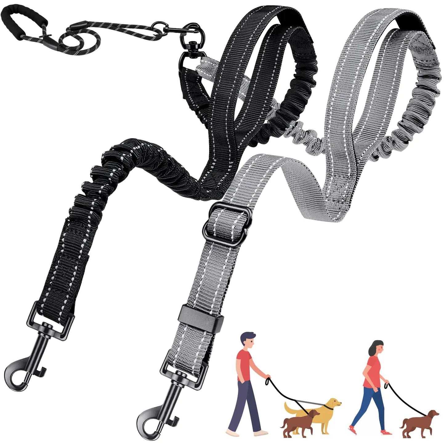 AUTOWT Double Leash for Two Dogs No Tangle 360 Swivel