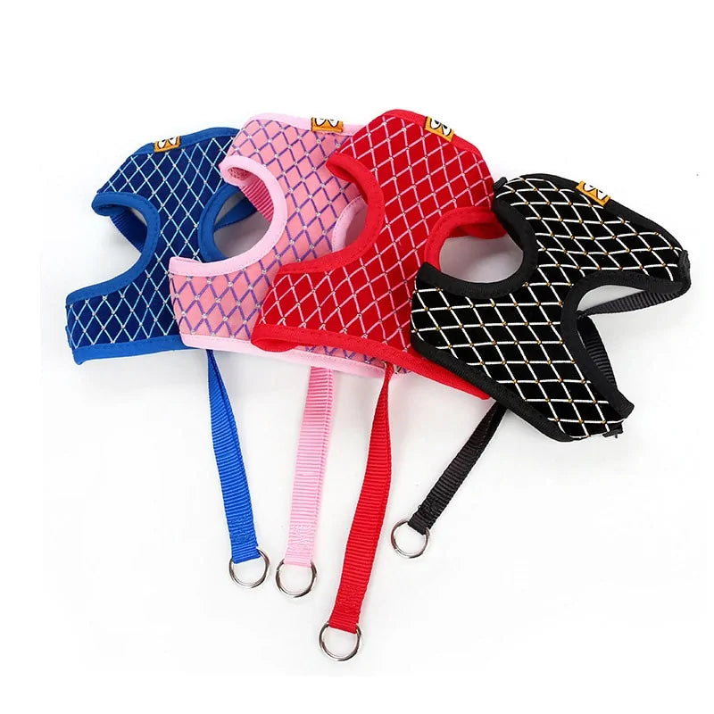 Rhinestone Pet Harness And Leash Set for Stylish Pets