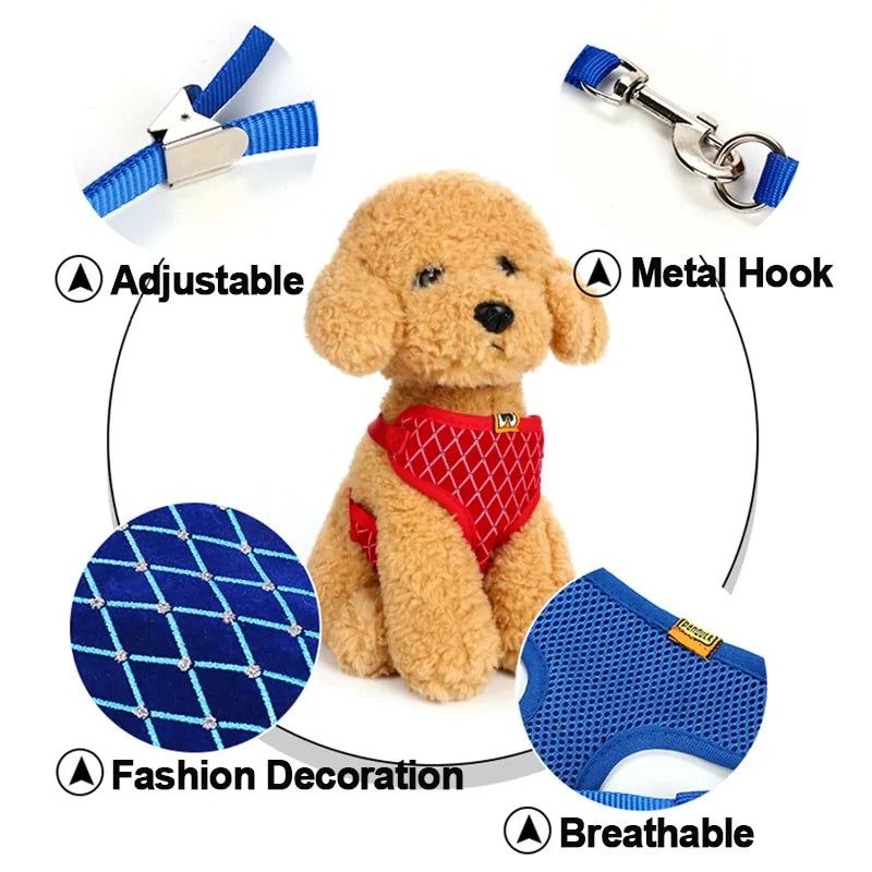 Rhinestone Pet Harness And Leash Set for Stylish Pets