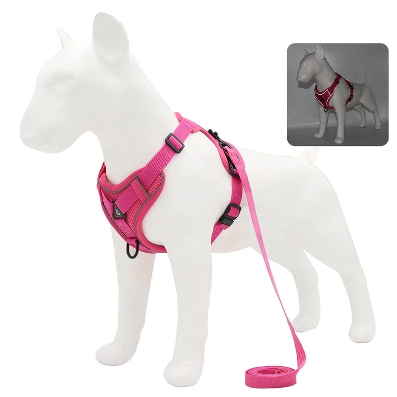 No Pull Dog Harness and Leash Set Adjustable Pet Harness Vest For Small Dogs Cats Reflective Mesh