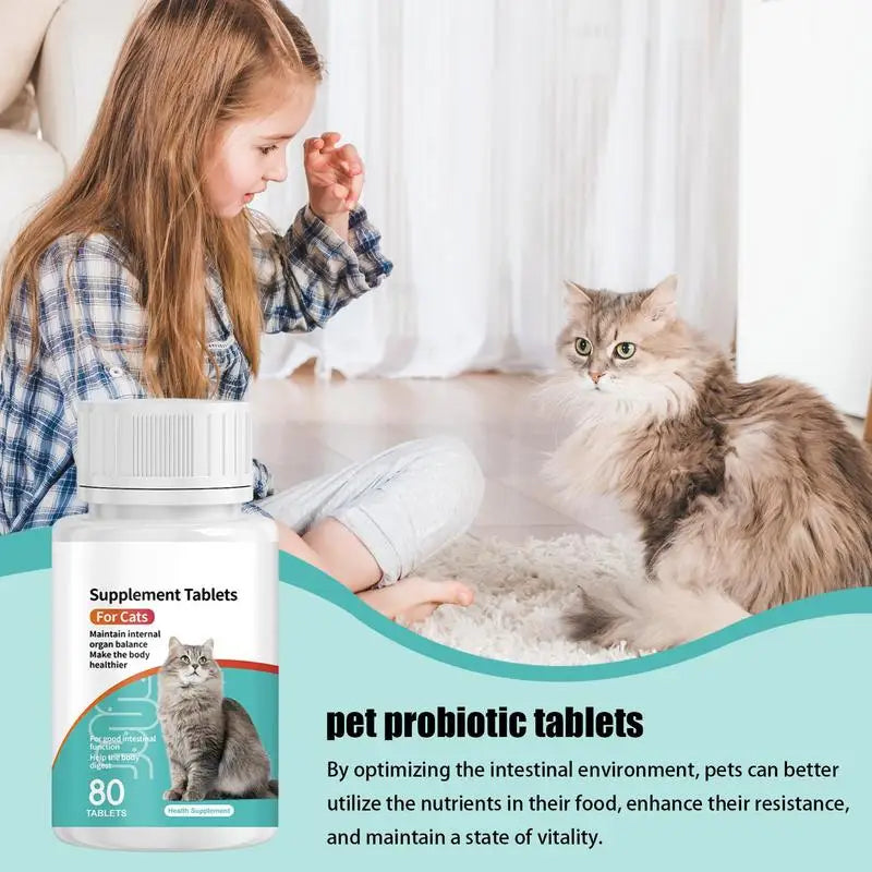 Pet Probiotic For Cats Digestive Health Supplement Tablets
