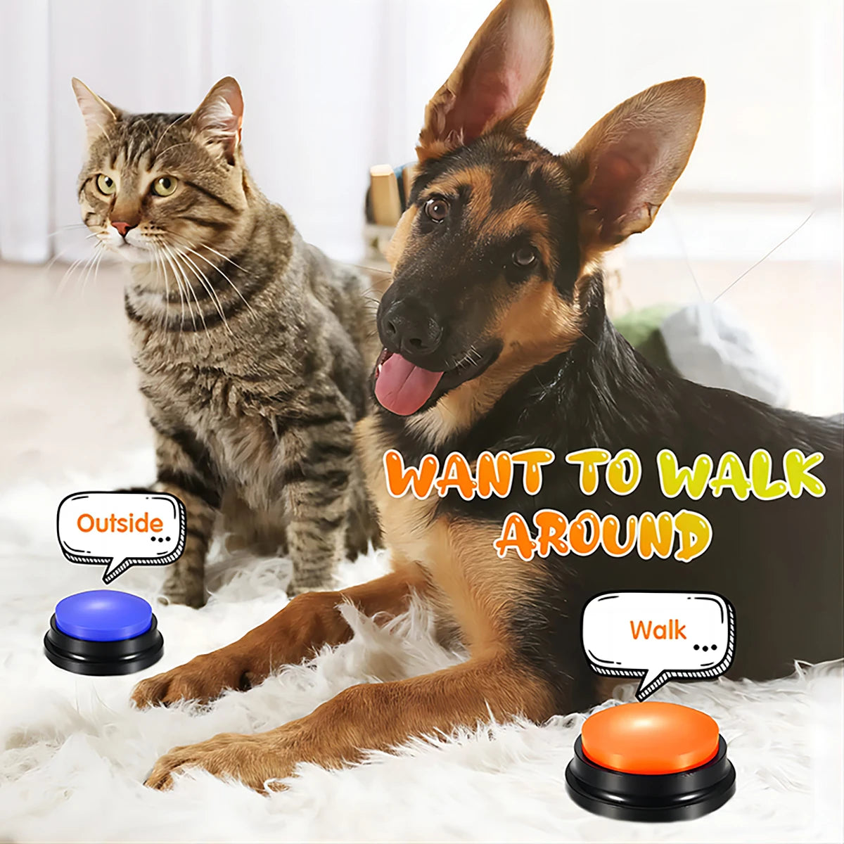Funny Dog Recordable Pet Toys Travel Talking Buttons Cute Supplies