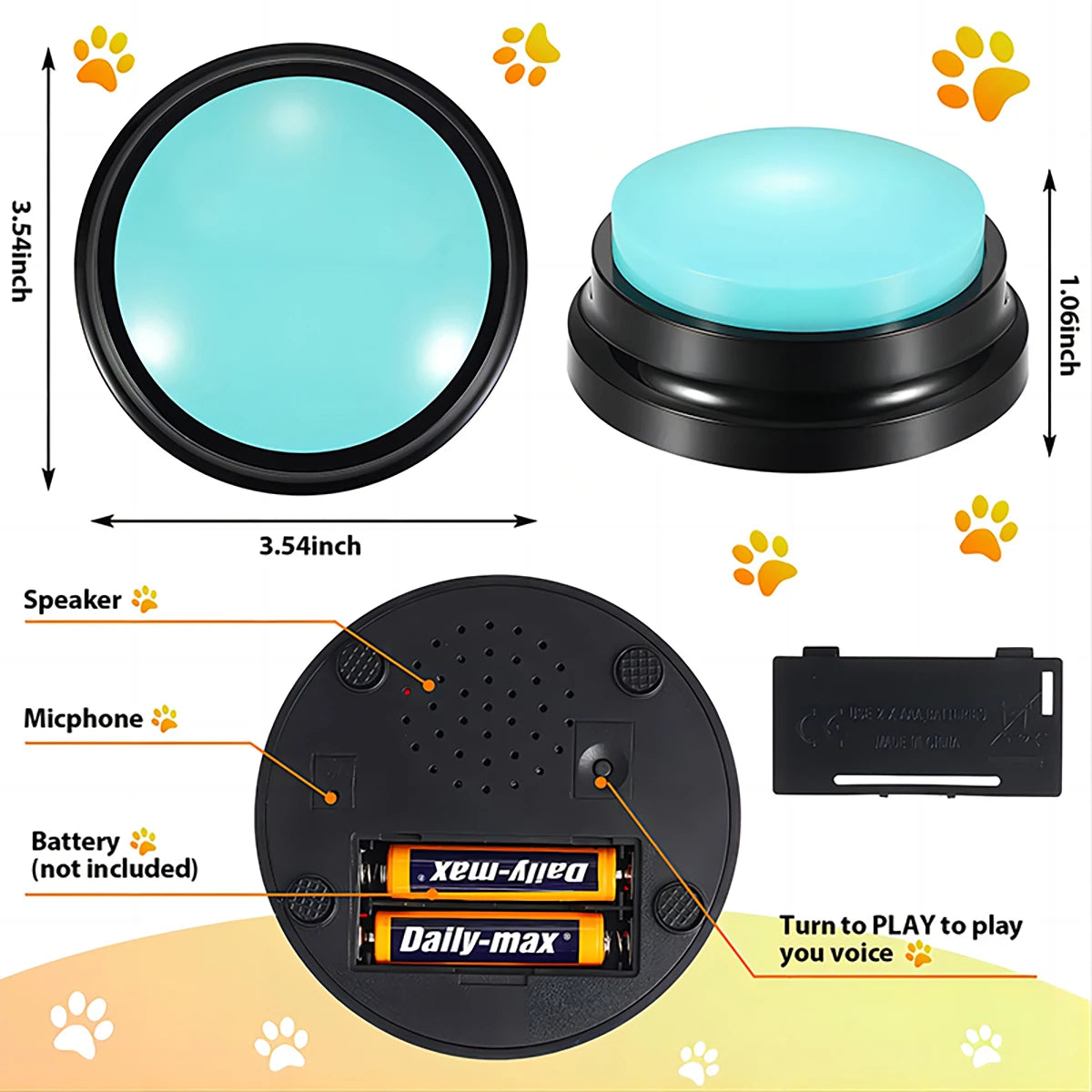 Funny Dog Recordable Pet Toys Travel Talking Buttons Cute Supplies