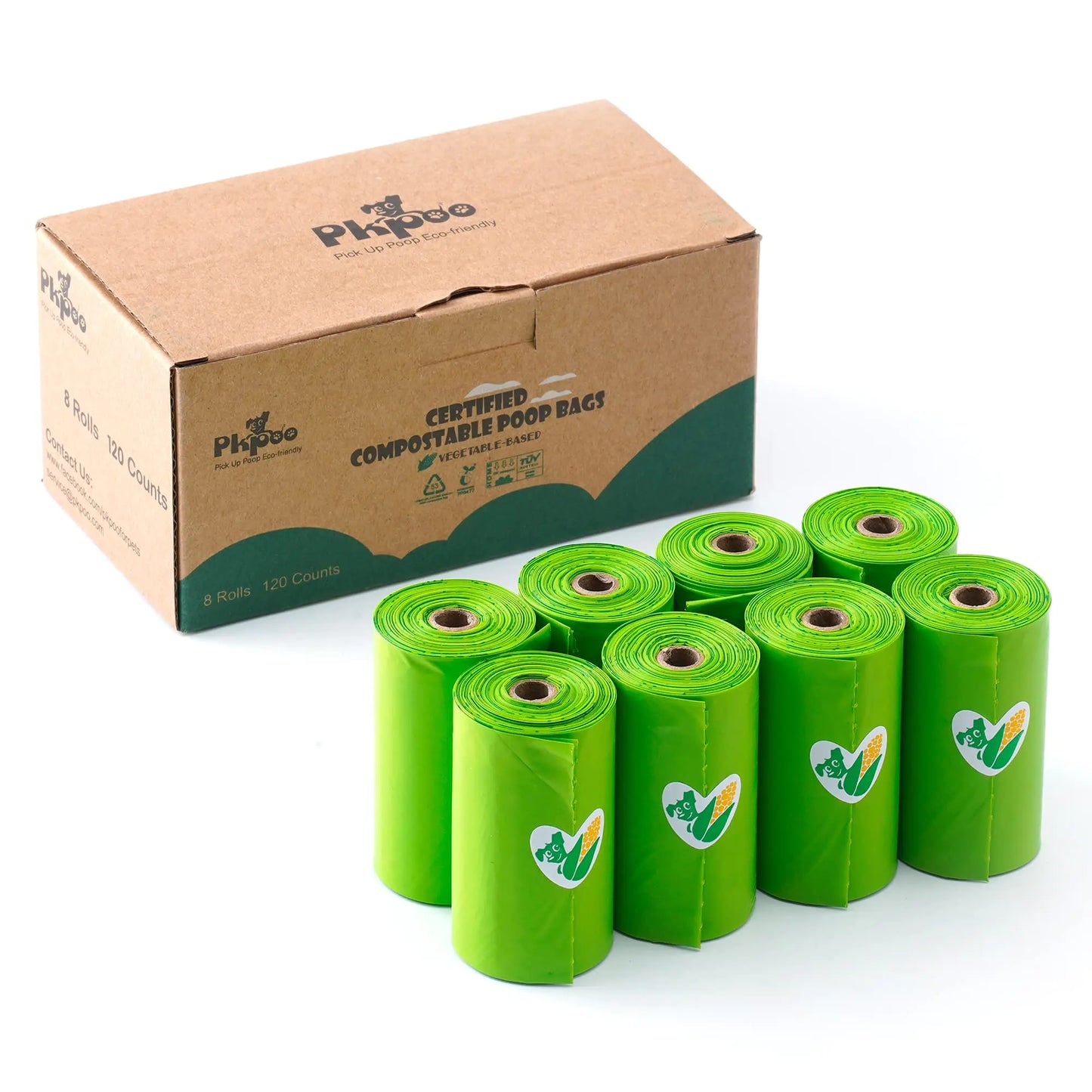 Pkpoo Compostable Poop Bags Extra Thick Plant-Based 120 Counts