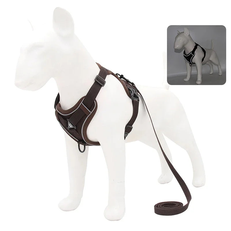 No Pull Dog Harness and Leash Set Adjustable Pet Harness Vest For Small Dogs Cats Reflective Mesh