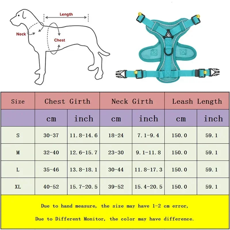 No Pull Dog Harness and Leash Set Adjustable Pet Harness Vest For Small Dogs Cats Reflective Mesh