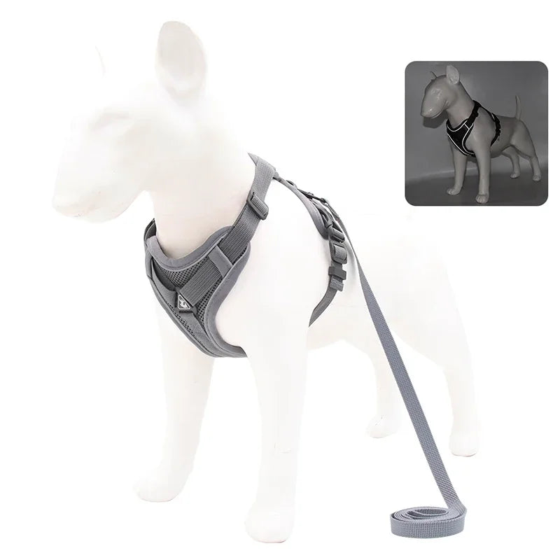 No Pull Dog Harness and Leash Set Adjustable Pet Harness Vest For Small Dogs Cats Reflective Mesh