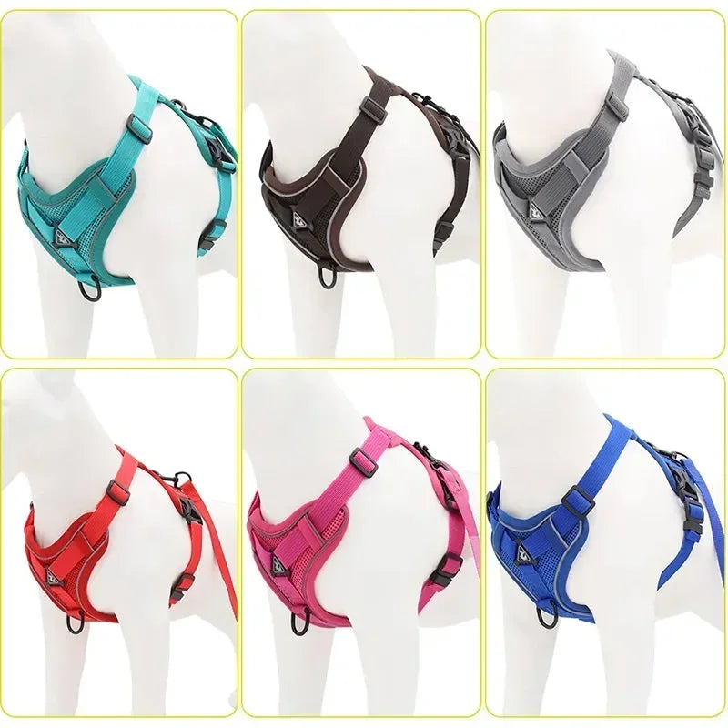 No Pull Dog Harness and Leash Set Adjustable Pet Harness Vest For Small Dogs Cats Reflective Mesh