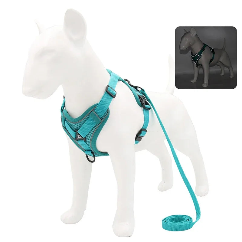 No Pull Dog Harness and Leash Set Adjustable Pet Harness Vest For Small Dogs Cats Reflective Mesh