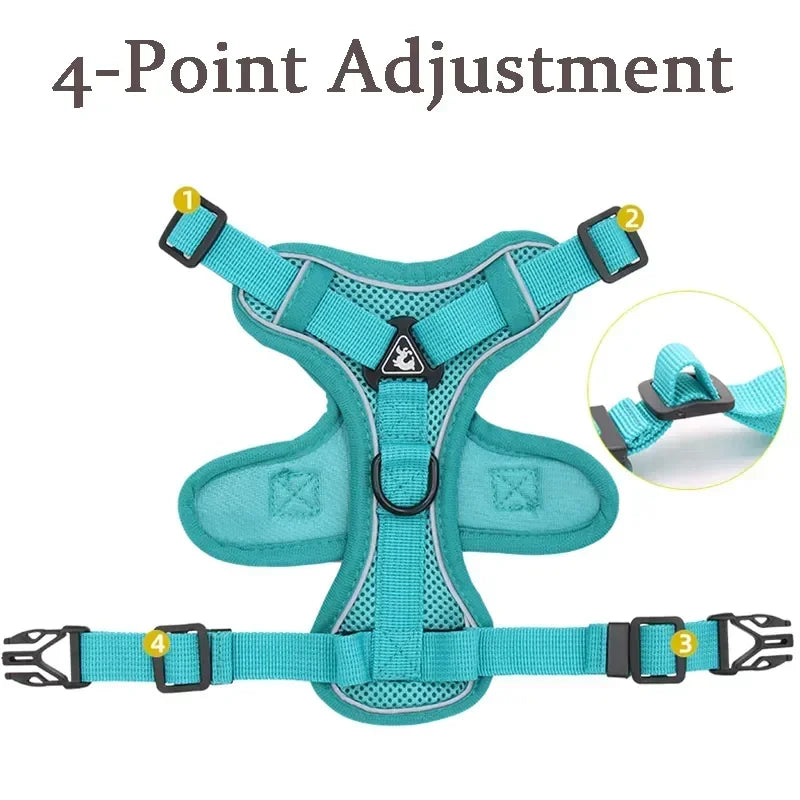 No Pull Dog Harness and Leash Set Adjustable Pet Harness Vest For Small Dogs Cats Reflective Mesh